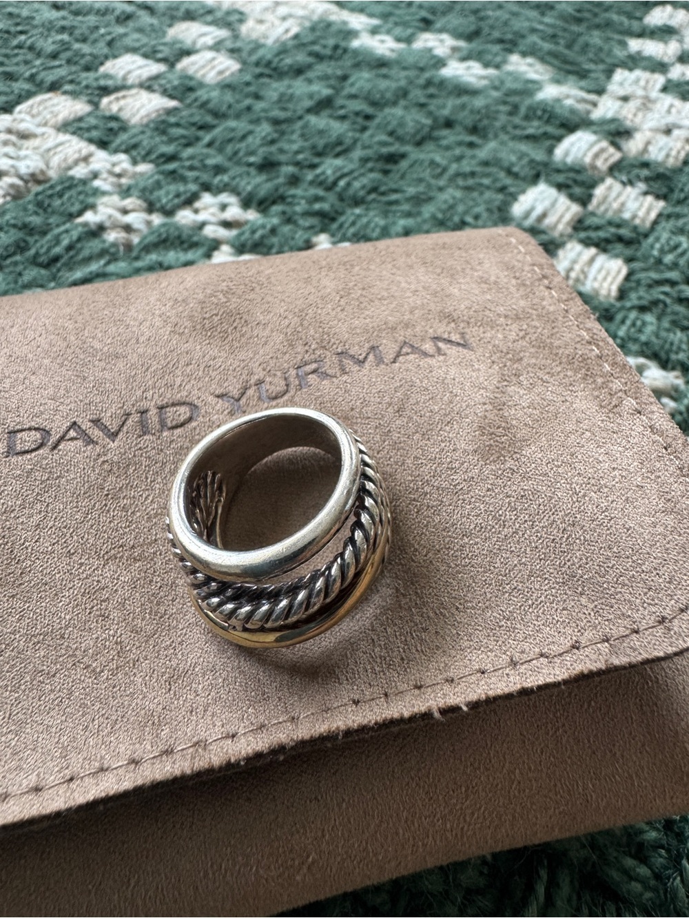 David Yurman Two-Tone Cable Band Ring in Silver and Gold